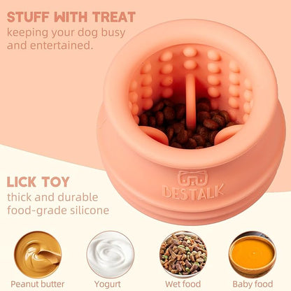 Dog Enrichment Treat Toy, Long-Lasting Wobbly Interactive Freeze Lick Toys for Dogs, Stuffable Puzzle Feeder Toy for Boredom, Silicone Treat Dispensing Chew Toy (Pastel Orange,S)
