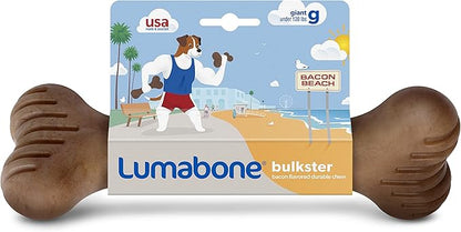 Lumabone Bulkster Durable Chew Toy for Aggressive Chewers, Real Bacon, Made in USA, Giant