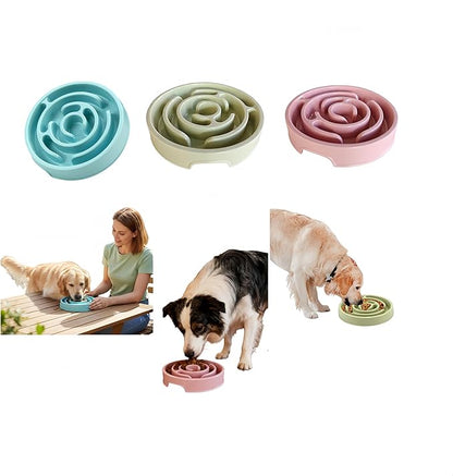 Pet Slow Feeder Bowl - Anti-Choking Maze Design, Universal for Dogs & Cats, Anti-Slip & Anti-Tip (Bowl-Light Blue)