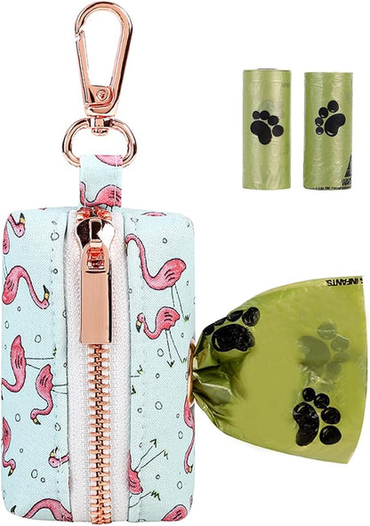 ARING PET Dog Waste Bag Dispenser, Cotton Doggy Poop Bags Holders Attach to Any Leashes, Portable Washable Plaid Pet Waste Pouch Dispenser with Metal Zipper