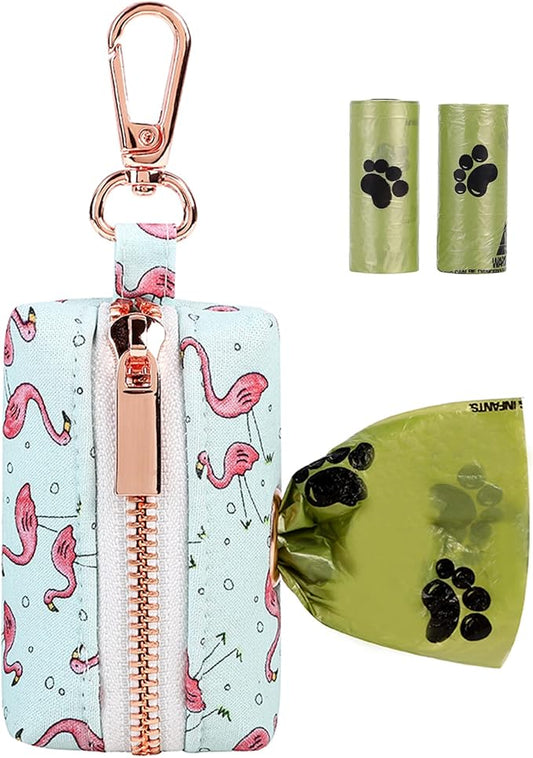 ARING PET Dog Waste Bag Dispenser, Cotton Doggy Poop Bags Holders Attach to Any Leashes, Portable Washable Plaid Pet Waste Pouch Dispenser with Metal Zipper