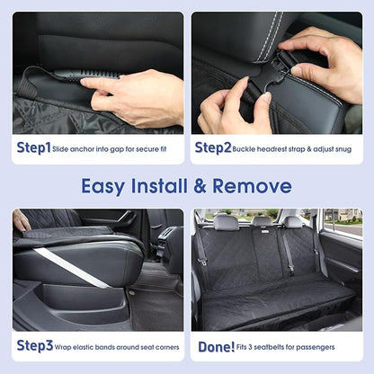 ALLANSING Upgraded 900D Heavy Duty Dog Back Bench Seat Cover, Car Seat Protector, Fits Full Size Trucks, 3 Seatbelts & Armrest Compatible, Waterproof Nonslip Pet Backseat Cover for Dogs & Kids