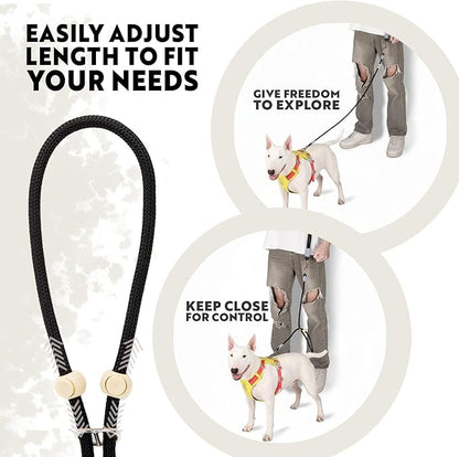Hands Free Dog Leash, Double Leash for 2 Dogs, Crossbody Wear with Adjustable Length Split Leads and Padded Handles