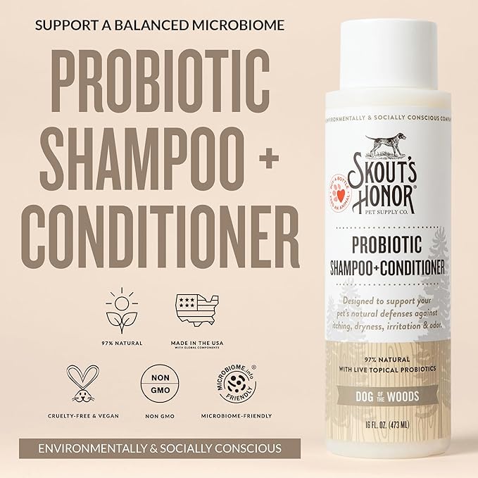 Skout’s Honor Probiotic Natural Dog Shampoo and Conditioner with Avocado Oil & Omega-3s, Gentle Puppy Shampoo, Hydrating Dog Conditioner, 97% Natural, Paraben & Sulfate-Free, Cruelty-Free, 16 oz DOTW