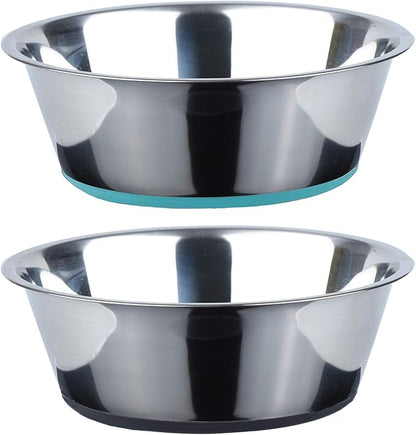 PEGGY11 Deep Stainless Steel Anti-Slip Dog Bowls - 2-Pack, 8 Cups
