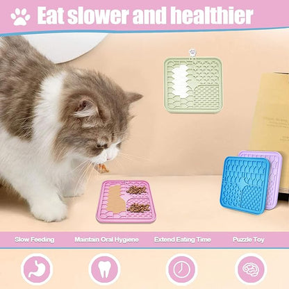 Lick Mat for Dogs and Cats，Cat Licking Pad with Suction Cups for Dog Anxiety Relief，Dog Peanut Butter Lick Pads for Dogs Perfect for Bathing Grooming,Slow Feeders for Dogs and Cats,4Pack