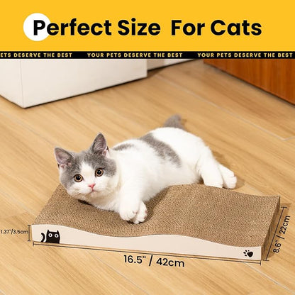 Cat Scratcher, Durable Scratch Pad, Corrugated Cardboard Scratching Board for Indoor Cats, Heavy Duty, Double-Sided Usability, Recyclable, with Catnip, 2 Pack