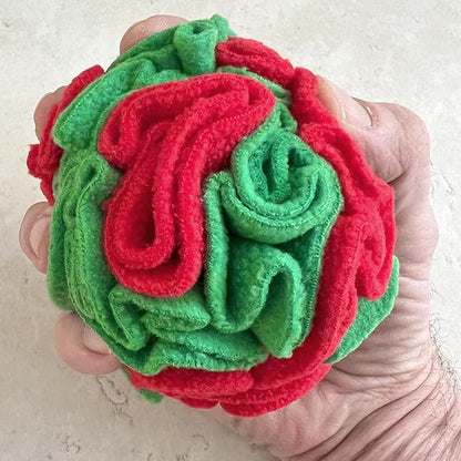 Glory To Dog Puppy and Small Breed Snuffle Interactive Foraging Dog Puzzle Ball Toy Christmas Green and Red