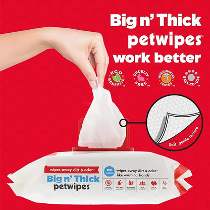 Petkin Pet Wipes for Dogs and Cats - 400 Large Wipes - Removes Dirt & Odor - Cleans Ears, Face, Butt, Eye Area - Convenient for Home or Travel - 4 Packs.
