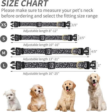 QQPETS Adjustable Soft Dog Collar: Print Flower Pink Multicolor Cute Patterns for XS Small Medium Large Pet Girl Boy Puppy Walking Running Training