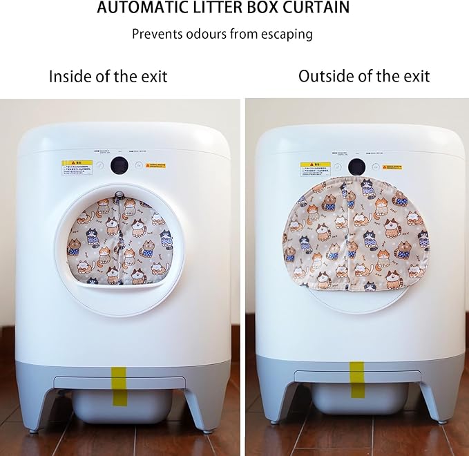 Curtain for Self Cleaning Cat Litter Box,Reduces Cat Litter Bounce, Stops Odors from The Litter Box Self Cleaning (Yellow)