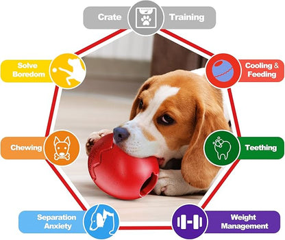GOLDROC Interactive Treat Dispensing Dog Toy with Cooling Feature – Durable Chew Toy for Aggressive Chewers, Fun Fetch, Dishwasher Safe (Red)
