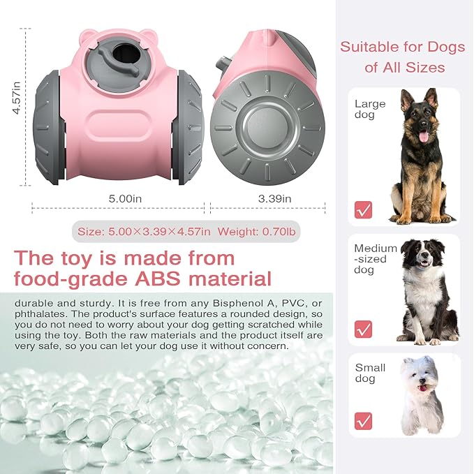 Rolling Dog Slow Feeder Toy - Dog Puzzles for Smart Dogs, Treat Dispensing Puzzle Toy for Small, Medium & Large Dogs – Engaging Food Dispenser for IQ Training & Boredom Relief