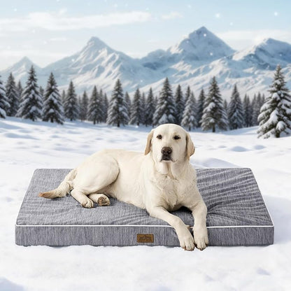 Large Orthopedic Dog Bed, Cooling Dog Beds for Large Dogs, Washable Pet Bed with Waterproof Liner, 44x32x4in,Dark Grey