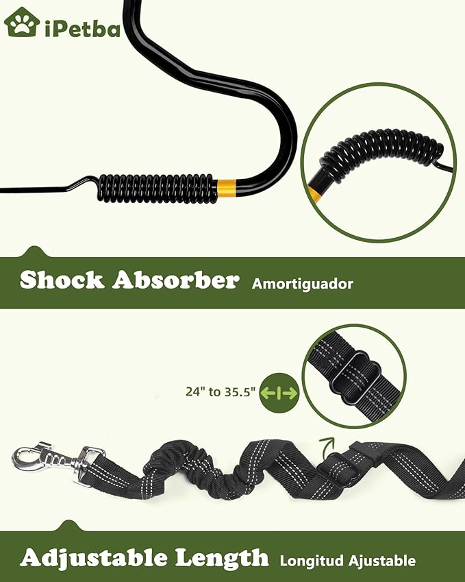 Dog Bike Leash - Hands-Free Bike Attachment for Dogs, Safe Shock-Absorbing, Adjustable Length, Easy to Install