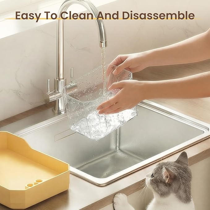 Cute Small Cat Water Fountain 1.5L,Transparent Detachable Tank,Quiet Pump & LED Light,Easy Clean Portable Pet Water Dispenser for Car Indoor Travel,Mini Dog Cat Drinking Fountain Gifts,Yellow