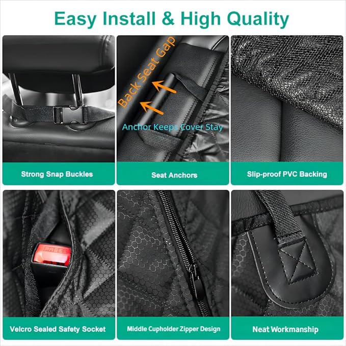 ANOSOSPECIAL Dog Car Seat Cover for Back Seat Cover,Non Stick Fur Rear Seat Protector for Pet,Nonslip Waterproof Durable Universal Fit Interior Backseat Covers for Auto Van SUV