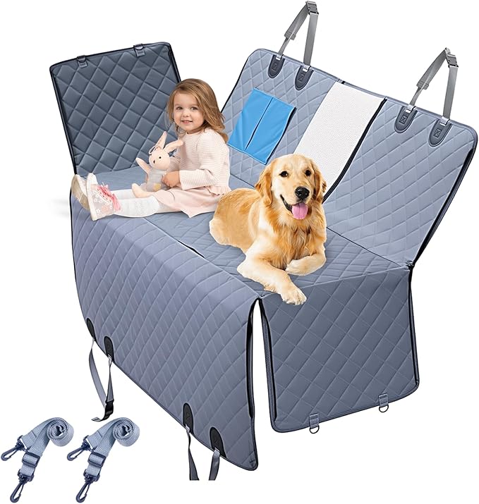 Dog Car Seat Cover for Pets 100% Waterproof Dog Seat Cover for Back Seat,Dogs Hammock for Car 600D Heavy Duty Scratch Proof Nonslip Soft Back Seat Covers for Dogs Cars Trucks and SUVs