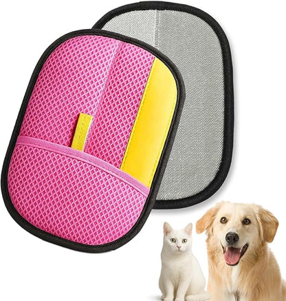 Pet Hair Removal Glove - Electrostatic Reusable Magic Brush Glove for Dog & Cat Hair Remover Glove on Sofa, Car Seats, Clothes & Bedding(Pink)