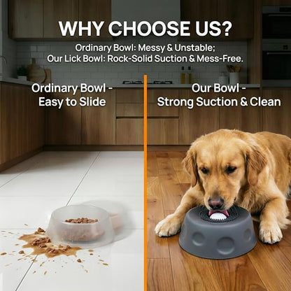 Silicone Lick Bowl for Dogs with Suction Cup, Anti-Slip Slow Feeder, Upgraded Chew-Resistant Ball & Anti-Disassembly Design, 250ml Capacity, Dishwasher Safe, for Small Medium Large Pets(1, Gray)