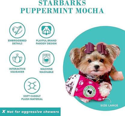 Haute Diggity Dog Starbarks Puppermint Mocha, Plush Holiday Christmas Dog Toys with Interactive Squeaker, Stimulating Pet Enrichment, Machine-Washable & Safe Materials for All Breeds, Mini Size Small