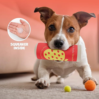 Soda Can Parody Dog Toy – Funny Squeaky Dog Toys for Interactive Play and Training – Durable, Easy to Clean, Birthday Gifts for Small, Medium and Large Dogs
