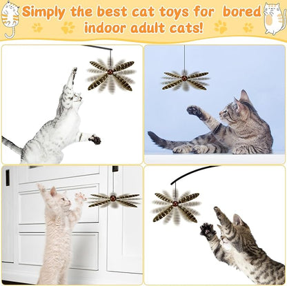 8 Pcs Cat Feather Propeller Refills Propeller Interactive Cat Toy Refills Kittens Toy Feather Replacement Wand Teasers Attachments for Kittens Wand (Cute)