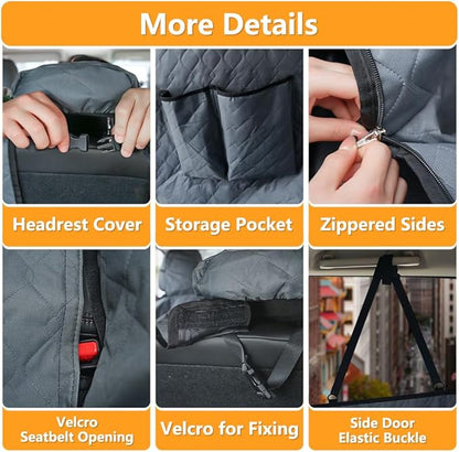 BEERTE Dog Car Seat Cover Fit for Tesla Model Y 2020-2024 Oxford Waterproof Scratchproof Dog Car Seat Cover for Back Seat Pet Seat Cover for Dogs Car Hammock with Mesh Window (Black Green)