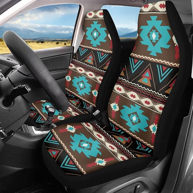 Ethnic Aztec Tribal Car Seat Covers for Front Seats SUV Truck Van Sedans Bucket Seat Covers for Women Men, Washable and Breathable Car Accessories Seat Protector