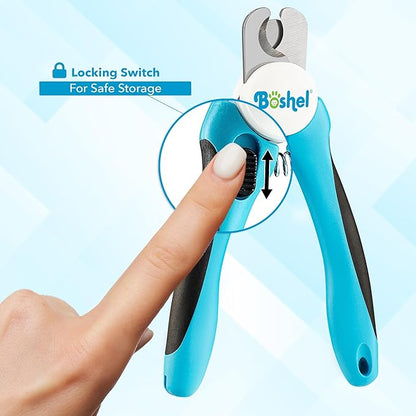 Boshel Dog and Cat Nail Clipper with Safety Guard, Razor-Sharp Toenail Cutter with Nail File, Ideal for Smaller Pets