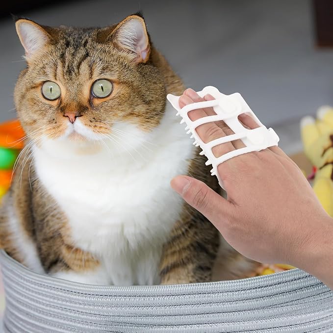 2pcs Self Cleaning Cat Brush, 2-in-1 Tickling Comb Pet Brush Pet Tickling Artifact Cat Grooming Shedding Brush Cat Corner Scartcher for Short/Long Hair Cats (White), 6.49x3.94 Inch