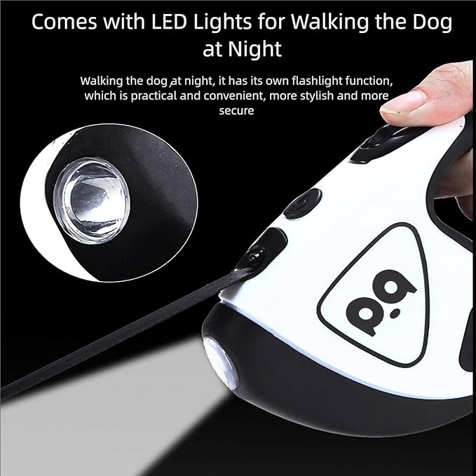 Retractable Dog Leash with Light, Pet Lead, 12-Color Ambient Lighting, Retractable Pet Lead with 360° Anti-Tangle Feature, 5-Meter Length Weighing Up to 40 kg (Green, 1.0)