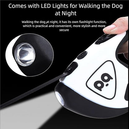 Retractable Dog Leash with Light, Pet Lead, 12-Color Ambient Lighting, Retractable Pet Lead with 360° Anti-Tangle Feature, 5-Meter Length Weighing Up to 40 kg (Green, 1.0)