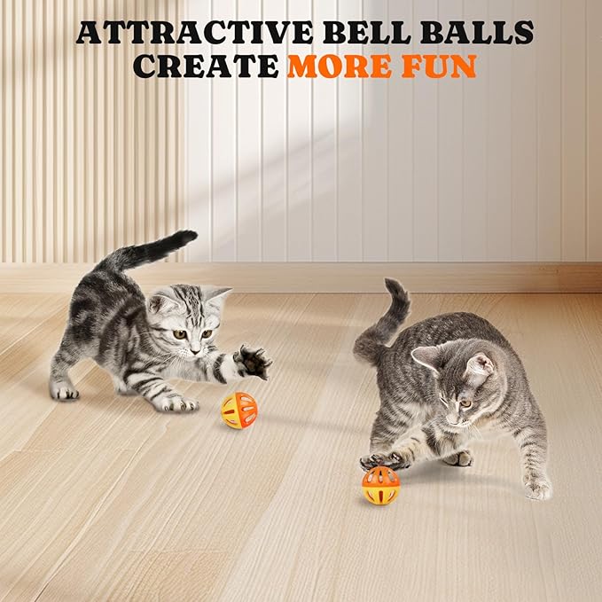 Pawtners 10 Pack Accessories Replacements 5 in 1 Hide and Seek Cat Toy with Feathers, Metal Rods, Balls.