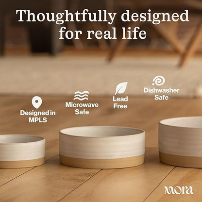 Mora Ceramic Pet Bowl Size Large - Food/Water Dish for Large Dogs, Cats, Great Dane, Mastiff, ect. 50oz or 8 Cups - Basic Bowls for Your Large Dog or Cat, Mix and Match for a Set - Oat