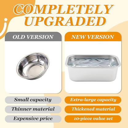 LemonRoad 10 Pcs Large Stainless Steel Metal Dogs Bowls Bulk 1.25 Gallons Capacity Pet Food Dish Rust Resistant for Medium, Larges, X-Large Dogs Pets Indoor and Outdoor Use