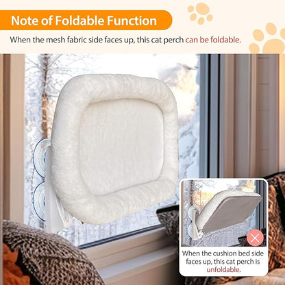 L&W BROS. 2PC Cat Window Perch Cushion Bed Cat Hammock with 4 Updated Suction Cups Easy to Assemble Window Bed for Heavy Large Cats (L 2Pc)