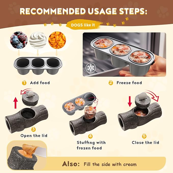 Stump Shape Nylon Dog Chew Treat Toy with Filling Tray, Large Medium Dog Chew Toys for Teeth Grinding, Dogs Puzzle Interactive Toy for Slow Feeding to Keep Pet Healthy