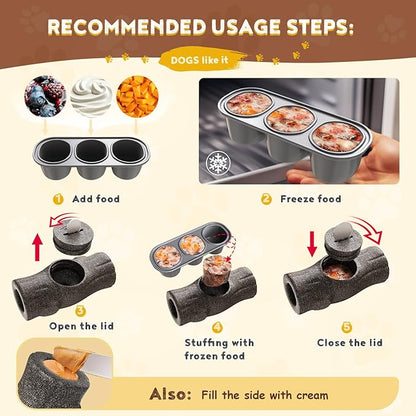 Stump Shape Nylon Dog Chew Treat Toy with Filling Tray, Large Medium Dog Chew Toys for Teeth Grinding, Dogs Puzzle Interactive Toy for Slow Feeding to Keep Pet Healthy