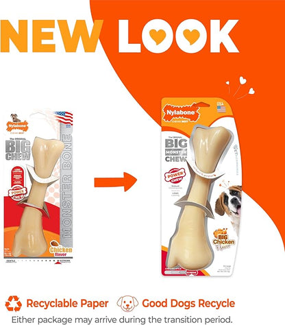 Nylabone Big Chew Monster Bone Power Chew Toy for Large Dogs, Durable Dog Toys for Aggressive Chewers, Destroy Proof Chew Toys To Keep Them Busy, Chicken Flavor, XX-Large, 50++ lbs, 1 Count