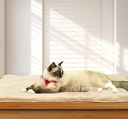 Soft Cat Dog Window Sill Pad Perch, Fluffy Windowsill Dog Mat Pillow Seat Bed, Cat Pet Cushion for Window Sill Mat (Beige, 12"x24")
