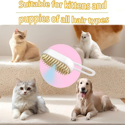 Cat Steam Brush for Shedding - USB Rechargeable Grooming Brush with Release Button, Dual Speed Spray for Long & Short Hair Indoor Cats