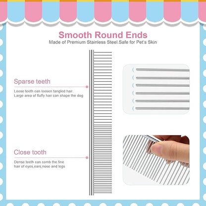 10 Pack Flea Comb for Dogs, Stainless Steel Dog Cat Grooming Combs with Rounded Teeth for Remove Fleas Lice Eggs, Tick Removal Tool for Small Pets