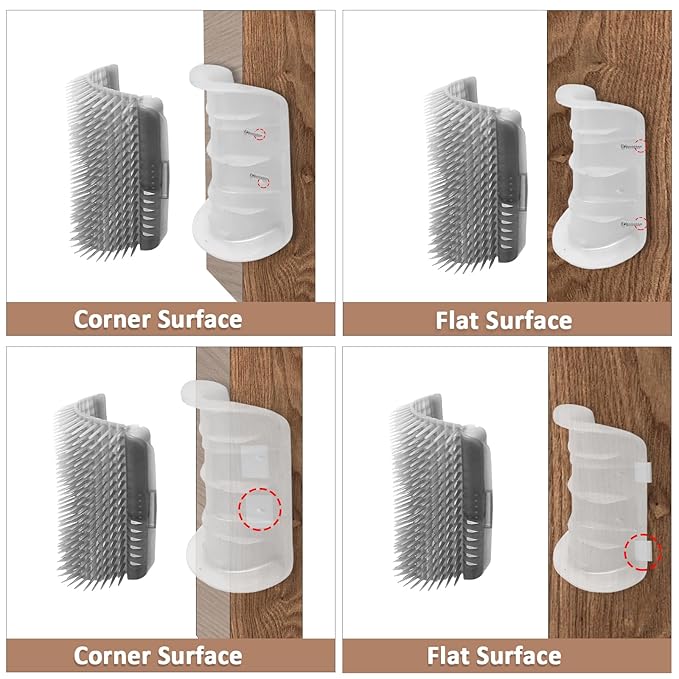 2 Pack Cat Self Groomer with Catnip Pouch Black Cat Grooming Massage Brush Soft Cat Brush Cat Massager for Indoor Cats