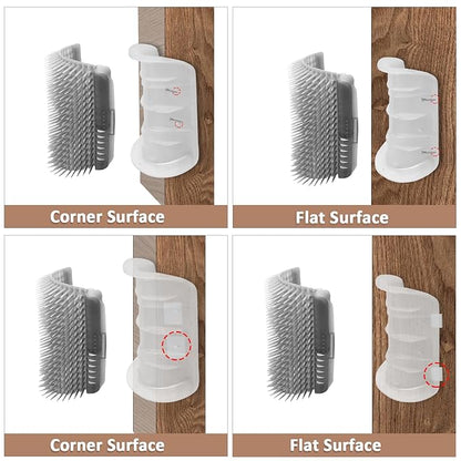 2 Pack Cat Self Groomer with Catnip Pouch Grey Cat Grooming Massage Brush Soft Cat Brush Cat Massager for Indoor Cats