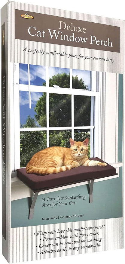 at Window Perch seat: Sunny Kitty Window Sill Shelf, with Fleece Foam Cushion & Washable Cover