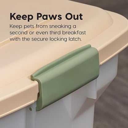 IRIS USA Dog Food Storage Container, Airtight Lid, Up to 13 Pounds Pet Food Storage, Versatile Pet Food Bin, Treats, BPA Free, Almond