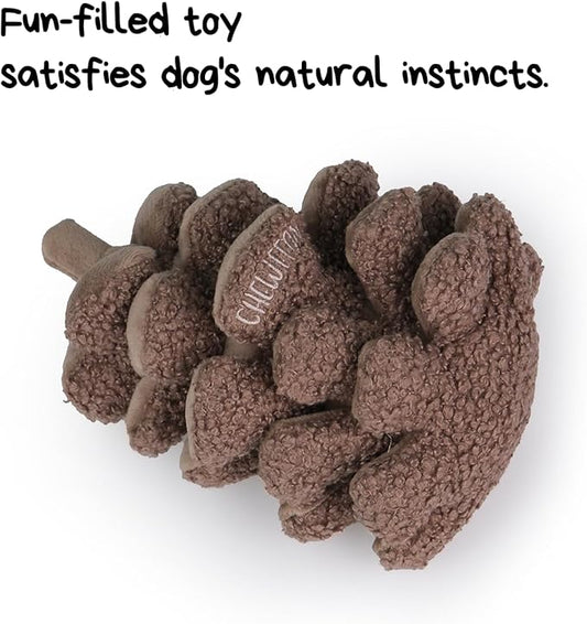 CHEWFFON Plush Pinecone Dog Toys-Interactive, Squeaky, Snuffle, Treat Dispensing, Nose Work Game for Small and Medium Dogs