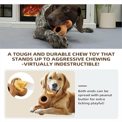 SHINKAI Refillable Frozen Dog Toy – Tough Chew & Ice Cream Holder for Aggressive Chewers, Reduces Anxiety & Destructive Behavior (Brown)