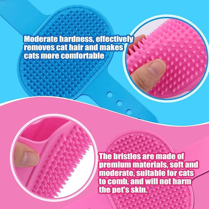 4pcs Cat Self Grooming Brush, TPR Cat Face Scratcher Adjustable Pet Hair Massage Combs Artifact for Climbing Frames & Table Legs, Short/Long Hair Cats & Kittens Interactive Toy (Pink, Blue)